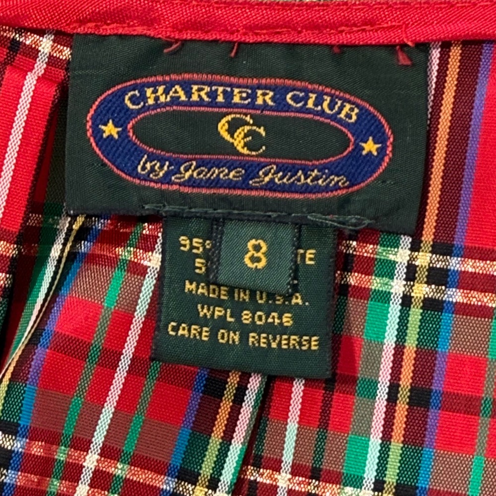 Charter Club Womens Pleated Maxi Skirt 8 Red Metallic Vtg Christmas Tartan Plaid - Picture 6 of 10